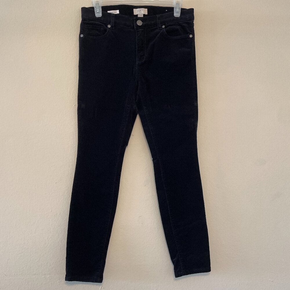 LOFT Black Corduroy Modern Skinny Jeans Size Petite 6